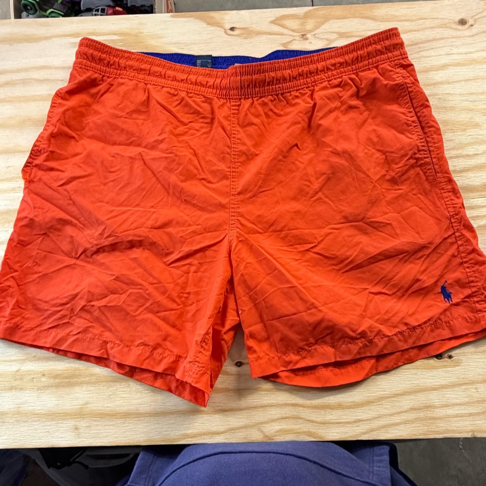 Polo Ralph Lauren Orange Swim Trunks Mesh Lined Pony Logo - Picture 1 of 6